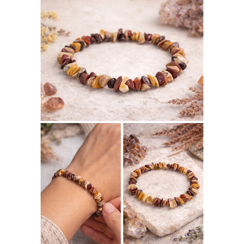 Mookaite Jasper‎ Chip Bracelet | Grounding Earth Tone Crystal Jewelry Apothecary